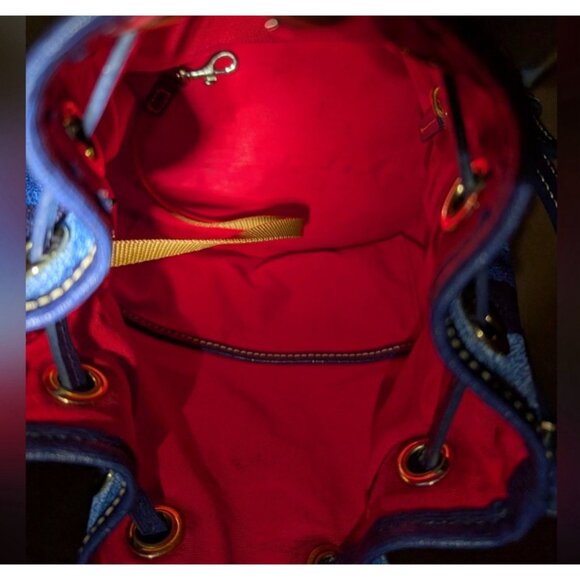 Dooney & Bourke Chevron Blue Kendall Pebbled Leather Handbag Crossbody Tote - Picture 10 of 12